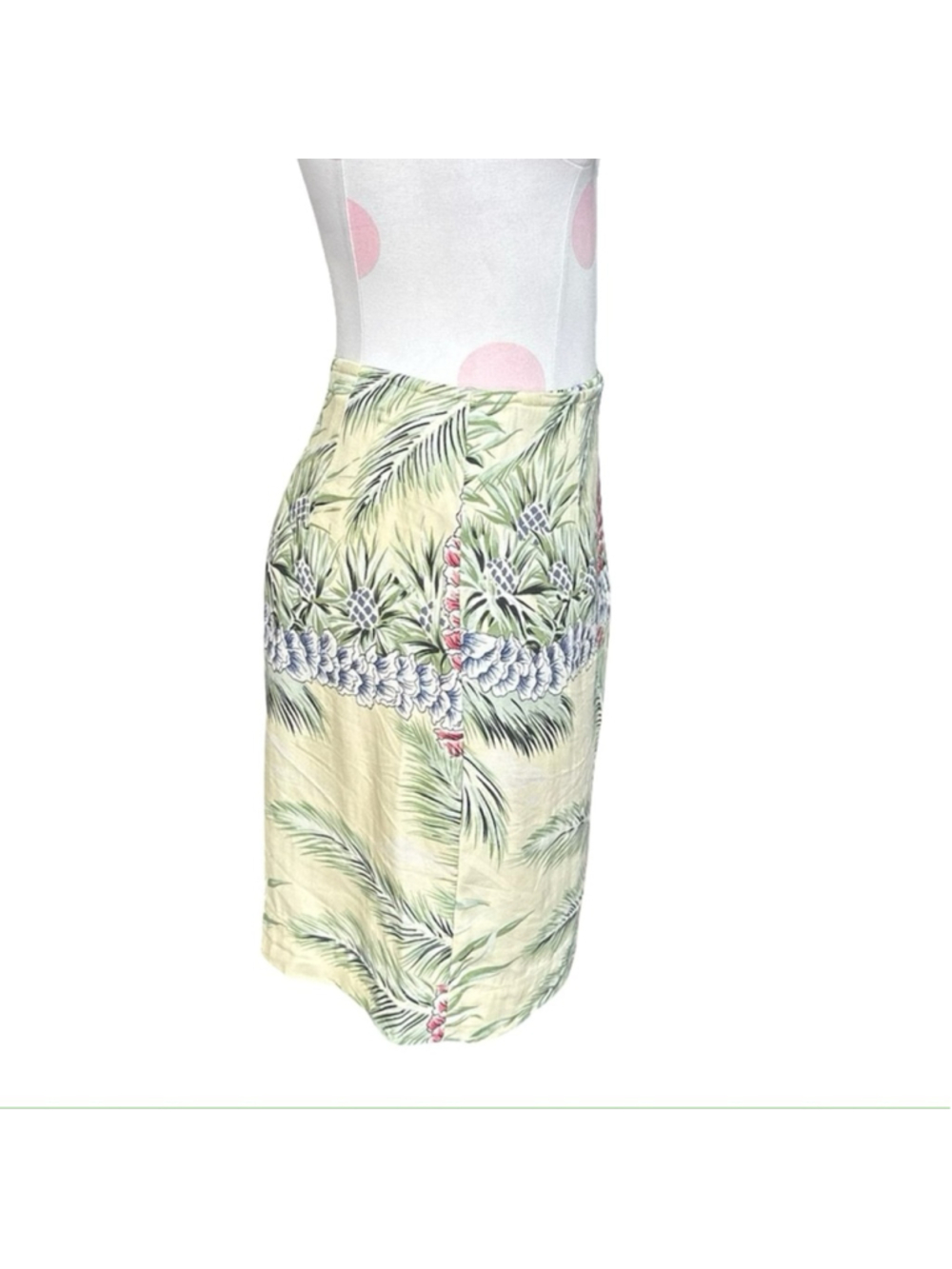 Hawaiian Silk Wrap Skirt Tommy Bahama Palm Floral Mini - green pink -small - Picture 6 of 12